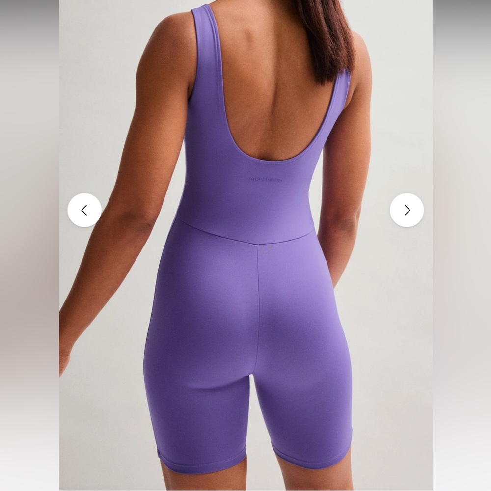 Girlfriend Collective Eggplant Bike Unitard - Picture 5 of 5